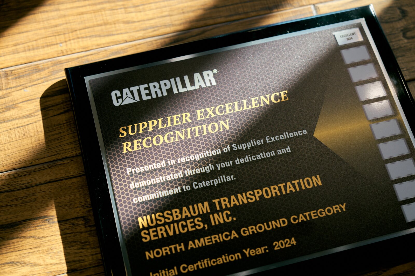 Nussbaum Receives Supplier Excellence Recognition from Caterpillar Inc.